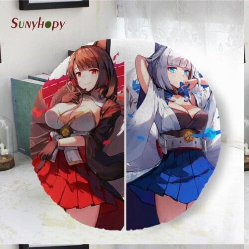 Azur Lane Round Decorative Cushion Cover Home Decor Peach Skin Pillowcase For Sofa 40cm50cm60cm In Diameter-WJY