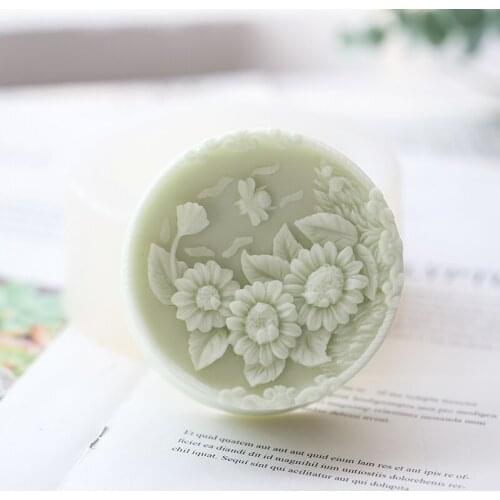 Round Food Grade SunflowerSilicone Mold Handmade Soap Silicone Mold High Temperature Resistant Easy Release soap Making Supplies