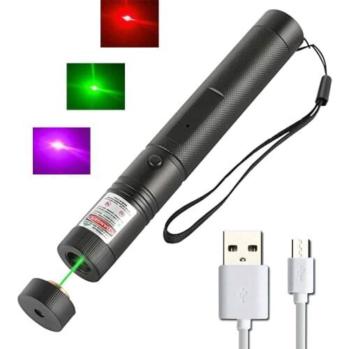 Portable mini laser pointer USB charging high power green laser pointer 5000m 532nm red purple laser sight hunting laser