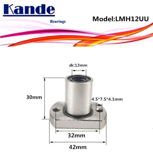 LMH12 UU 1pcs/lot LMH12UU Round Flange Linear Ball Bearing 12mm LMH12 For 3D printer SMH12UU Kande Bearings