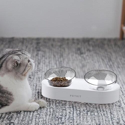 Bowl for cat with design double stainless steel feeder Adjustable angle raised cat water bowl cat accessories Separate simple