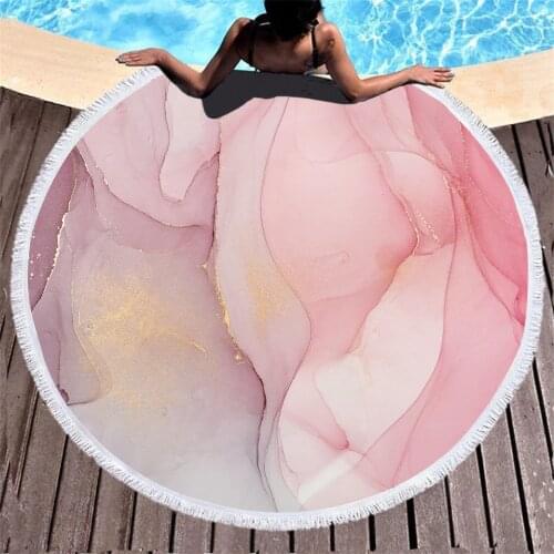 Fashion Light Color Marbling 3D Digital Printing Microfiber Soft Family Bath Towel Swimming Surf Quick Dry Bibulous Beach Towels