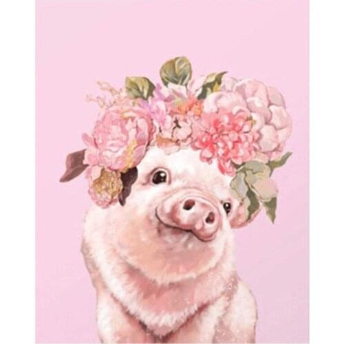 Paint By Numbers Kits for Adult, DIY Canvas Painting for Adults Beginner -Pink Pig