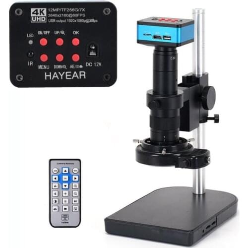 Real 4K Microscope Camera 180X Objective Lens USB HDMI-Compatible Electronic Digital Microscope for PCB Phone Repair Soldering