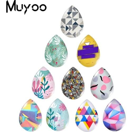 2020 New Colorful Abstract Pattern Tear Drop Glass Cabochon irregular Shapes Art Handmade Photo Jewelry DIY Accessories