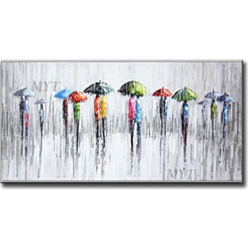 Pedestrians On Rainy Days Beautiful Abstract Oil Painting On Canvas Wall Art Home Decor Picture Modern Unframe 100% Handpainted