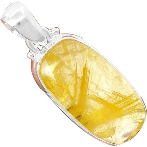 Nature GOLDEN RUTILE PENDANT Pendant 925 Sterling Silver, 40 mm, MHBAP5360