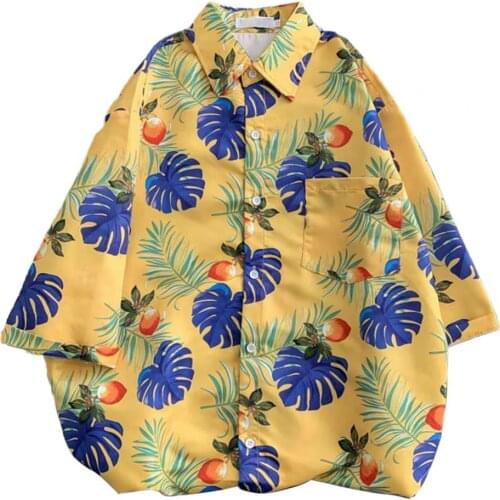New summer Men Printed Shirt Single Breasted Half Sleeve Printed Hawaiian Summer Short Sleeve Top men half sleeve shirt 3XL