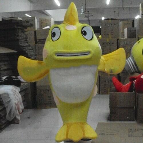 Happy Carnival Mascot Halloween Cartoon Yellow Fish Cosplay Performance Costume Adult Use Birthday Party Advertising Parade Set