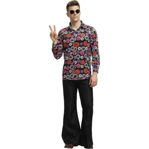 Halloween Adult Cosplay Hip-hop Singer Couple Costume 90s Retro Floral Performance Costume Adult Male