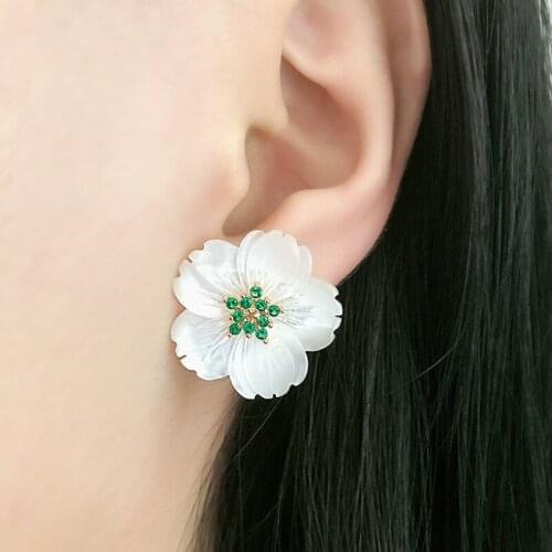 Hot Trendy Flower Shell Pentagram AAA Cubic Zirconia Detachable Stud Earrings Fashion Jewelry Wedding Party Gift Womens Fashion