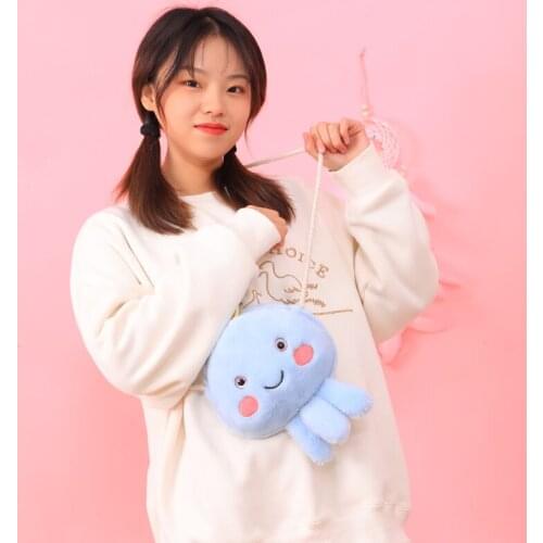 Cute Jellyfish Plush Messenger Bag Purse Jellyfish Plush Toys Kawaii Drawstring Pocket Coin Bag Coin Purse Cartoon Gifts