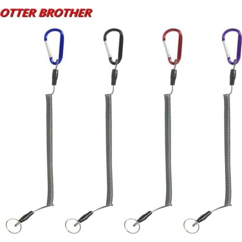 Fishing Lanyards Boating Ropes 4 Colors Camping Coiled Retention String Fishing Rope Camping Carabiner Secure Lock Tackle Tool