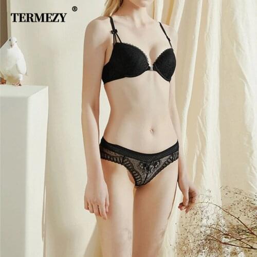 TERMEZY Women Underwear Set Push-Up Brassiere Lingerie Set Sexy Bra and Panty Sets intimates Lingerie VS Pink Linen Set