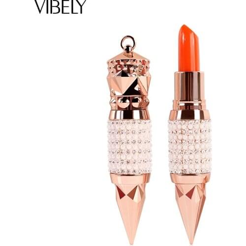 VIBELY 1pc Queens Crutch Matte Lipstick Longlasting Moist Non Stick Luxury Makeup Gift Lip Balm Magic Temperature Color Change