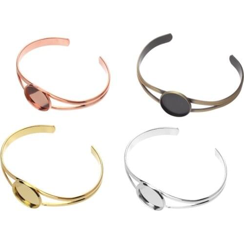 Xinyao 20mm 25mm Gold Sliver Rose Gold Bangle Tray Cabochon Base Cuff Bracelet for Women Jewelry