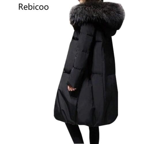Plus Size 5XL Winter Women Loose Thick Warm Jacket Female Faux Fur Collar Hooded Down Cotton Coat Parkas Outwear