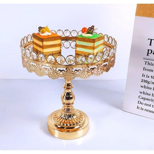 Gold Cake Plate Stand Acrylic Mirror High Base Metal Cupcake Dish Party Filming Props Dessert Wedding Tray Decoration Display