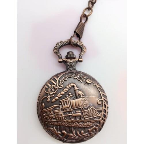 10pcs/lot ANTIQUE COPPER Railroad Quartz Pocket Watch P25