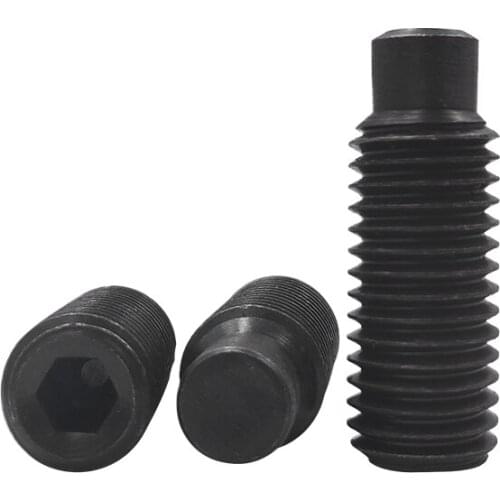 10-50Pcs M3 M5 M12 DIN915 Black Grade 12.9 Steel Hex Hexagon Socket Set Screw with Dog Point Grub Convex End Bolt