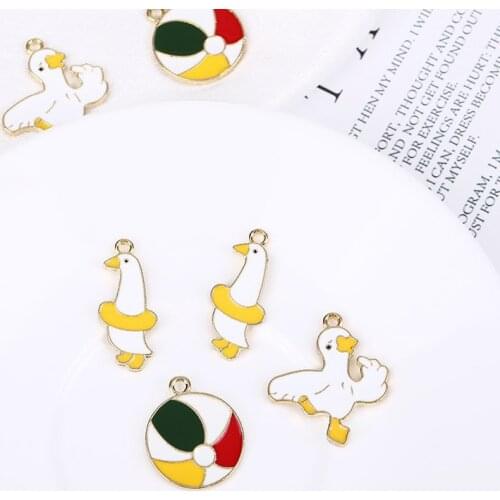 20 Duck 25mm Funny Enamel Charm White and Yellow Duck Charms Cartoon Animal Pendant for Craft Supplies 3D Bird Charms Duck TY3