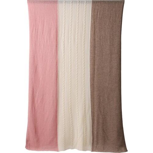 2018 new fashion 100%goat cashmere women 3color patchwork striped scarfs shawl pashmina 70x180cm retail wholesale