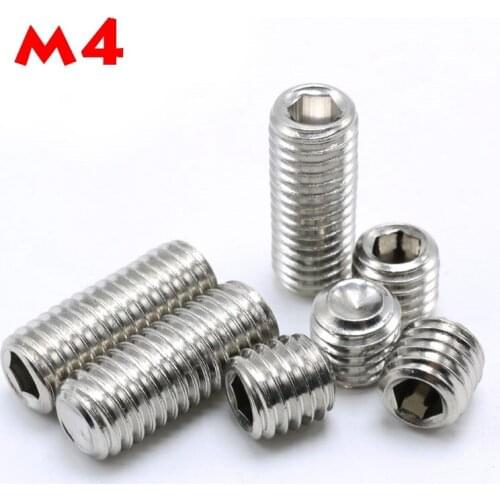 500PCS/LOT 304 Stainless steel M4x3/4/5/6/8/10/12/16mm Hex hexagon Socket Head Cap Screw Bolts set screws with cup point