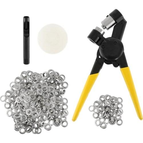 500PC Buttonhole Grommet Eyelet Punching Tool Manual Fastening Pliers Hand Tool Set for Advertisement Advertising Shed Cloth Bag