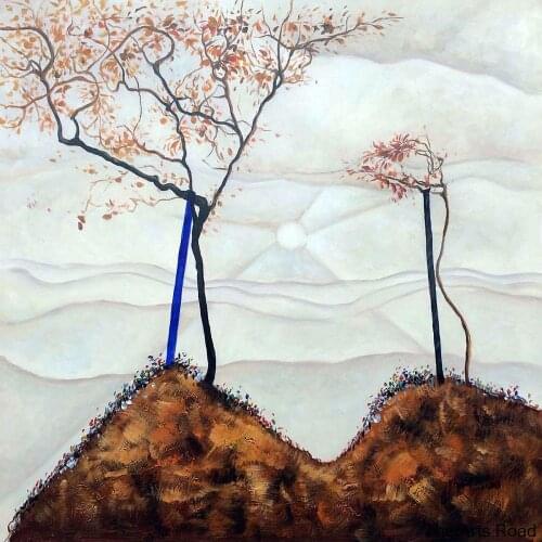 No Framed Abstract Oil Painting on Canvas Autumn Sun, 1912 Egon Schiele Landscape Wall Painting for Living Room Handmade