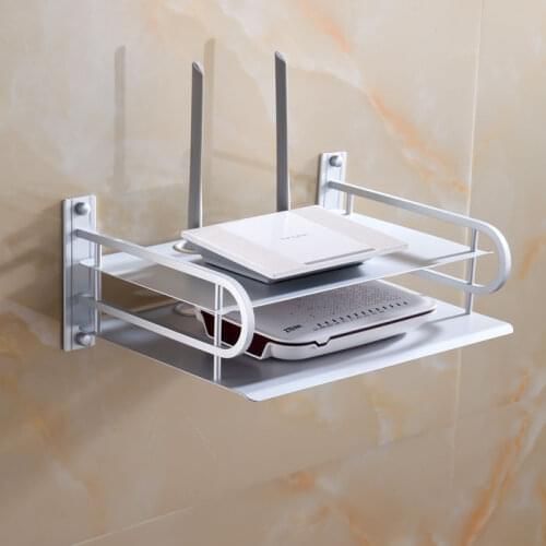 Space Aluminum Single / Dual Layers Router Support Bracket Wireless Wifi Router Support Wall Mounted Metal Shelf