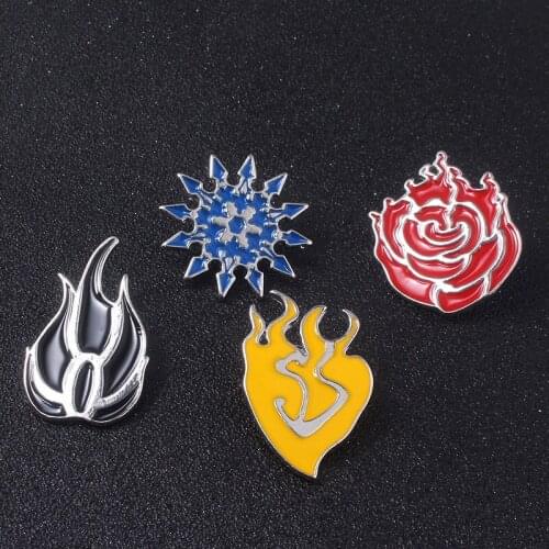 Anime Red White Black Yellow Ruby Rose Weiss Schnee Blake Belladonna Yang Xiao Long Heraldry Logo Alloy Lapel Badge Brooch Pin