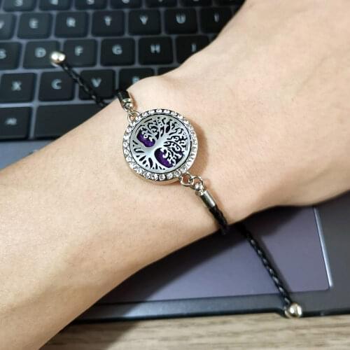 New Tree of Life Aromatherapy Bracelet Essential Oil Diffuser Bracelet Perfume Locket Leather Bracelets for Women Wristbands