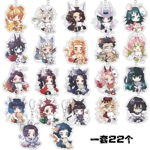 Anime Demon Slayer Kimetsu No Yaiba Kamado Tanjirou Cosplay Prop Keychains Kamado Nezuko Acrylic Rengoku Lovely Key Chain