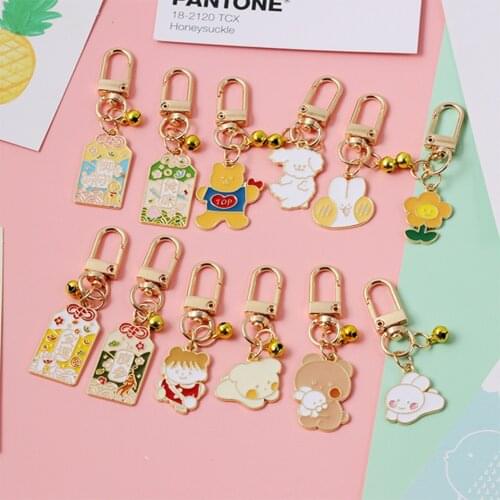 New Japanese Cute Lucky Cat Fish KeyChains Car Keys Bag Key Chains Decor Rabbit Pendent Charms for Airpods for Samsung Buds Live