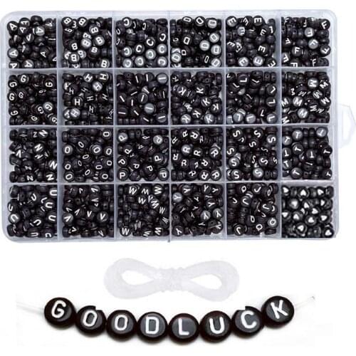 4x7mm Bracelet Necklace Jewelry Accessories Making 1850Pcs Acrylic Ltter English Letter Beads DIY Alphabet Letters Set