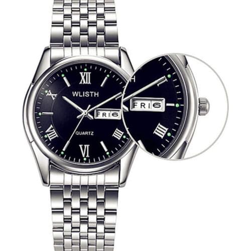 WLISTH Men Watch Watchband Stainless Cteel Wrist watch Male fashion Quartz Clock Waterproof Calendar Black Brands Hour FD1343