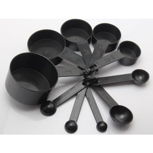Black Plastic Measuring Cups 10pcs/lot Measuring Spoon Kitchen Tools Measuring Set Tools For Baking Coffee Tea lin4892