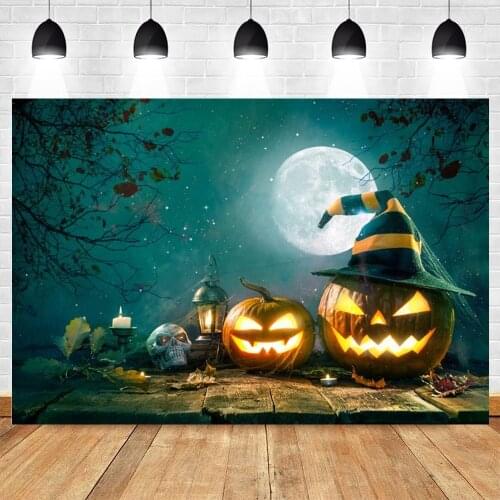 Yeele Halloween Background Moon Candle Skull Pumpkin Lantern Children Party Backdrop Baby Photography Photo Studio Photophone