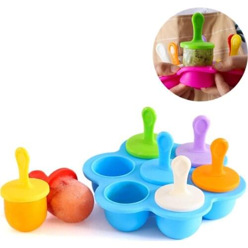 Silicone Mini Ice Pops Mold Ice Cream Ball Lolly Maker Popsicle Molds Baby DIY Food supplement tool Fruit Shake Ice Cream Mold