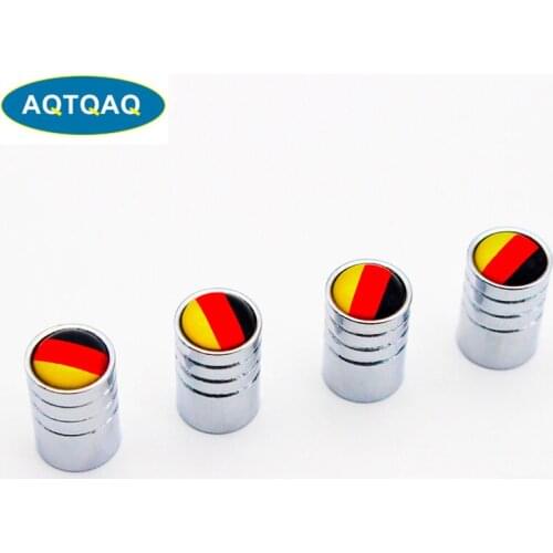 AQTQAQ 4pcs/lot Germany Flag Car Bike Moto Tires Wheel Valve Caps Tyre Rim Covers Car Styling Stem Cover Accessories Decoration