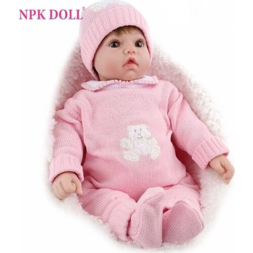 NPKDOLL Reborn Baby Doll Lifelike Pink Babe Boneca Plush Toy Princess 22 Inch Soft Silicone Kids Playmate Birthday Gift