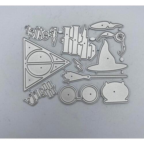 Metal Cutting Dies Hat Glasses Broom Feather for Scrapbooking Craft Dies Cut Stencil Card Making Album Sheet Decoration Crafts