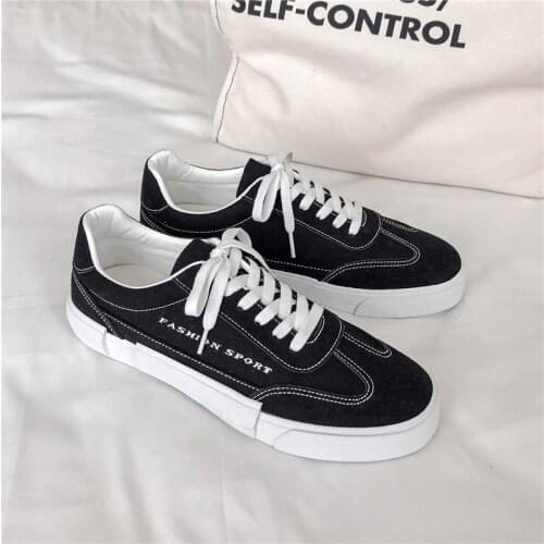 2021 New Mens Round Toe Casual Flat Sneakers Ins Board Shoes Mens Student Low-top Lace-up Men Casual Canvas Shoes Tide