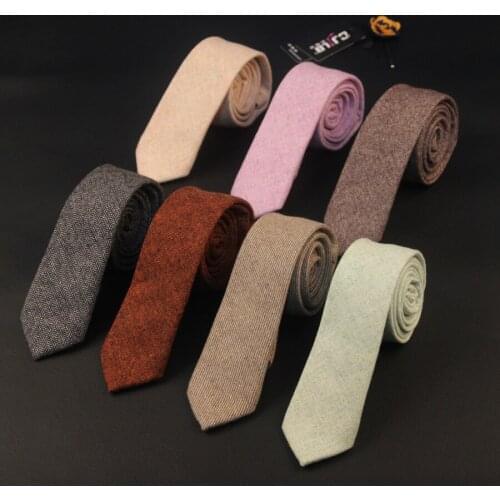 17colors high -end new Korean fashion designer high quality mens neck tie slim narrow 6cm wool solid ties for business 5pcs/lot