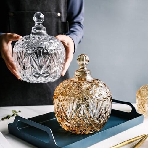 Nordic Vintage Crystal Storage Tank Creative Clear Glass Candy Tea Storage Jars Practical Snack Fresh Cans Kitchen Decorations