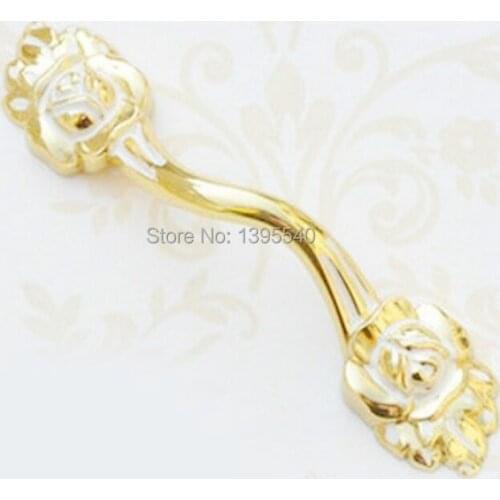 New 2pcs 96mm Antique Cabinet Closet Handles Knob Euro-Style Golden Palace Vintage Wardrobe Knobs Kitchen Cabinet Drawer Handles