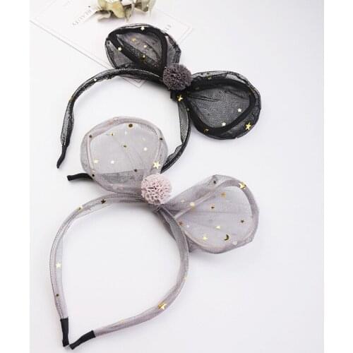 Girls Cute Rabbit Ears Hairband Head Hoop Hair Clasp Children Lace Sequin Mesh Hairbands for Party Headwear Hair Accessory