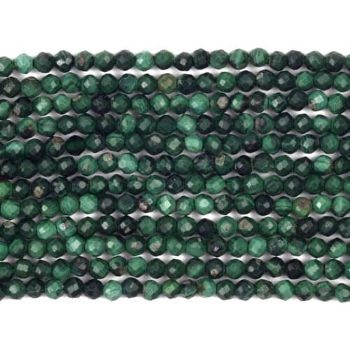 Wholesale Natural Faceted Malachite Stone Beads Round Loose Spacer Beads For Jewelry Making 2/3/4mm DIY Bracelet Necklace