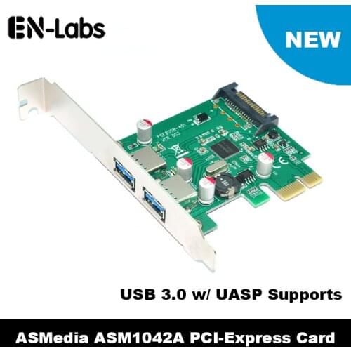 En-Labs 2 Ports PCIE to USB 3.0 Expansion Add On Card w/ UASP Support - USB Hub Express Card Adapter for PC w/ SATA Power