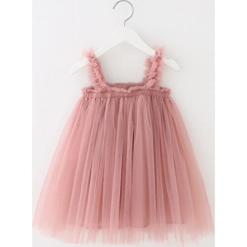 Girls Sling Dress 2020 New Summer Style Children Lace Solid Princess Dress Clothes Toddler Tutu DressFor Baby Girl Cloth